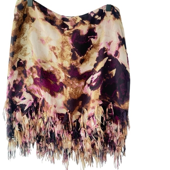 Ann Taylor Dresses & Skirts - Ann Taylor Fringe Mini Skirt Biege, Maroon Floral